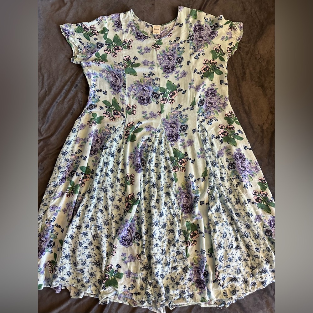 Blair Women’s  XL Floral Maxi Dress in Purple and Green